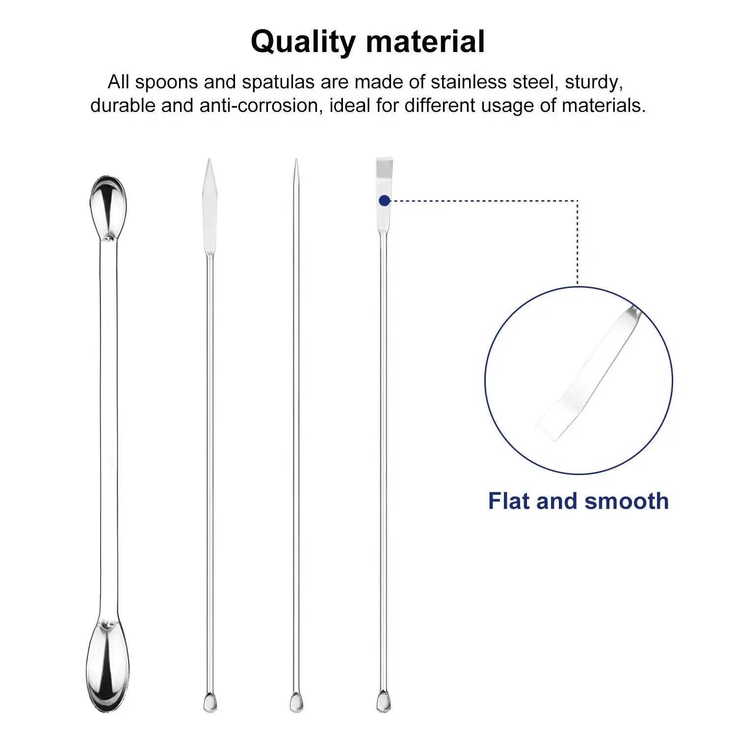 Stainless steel construction micro spoon and spatula set for reusable laboratory applications