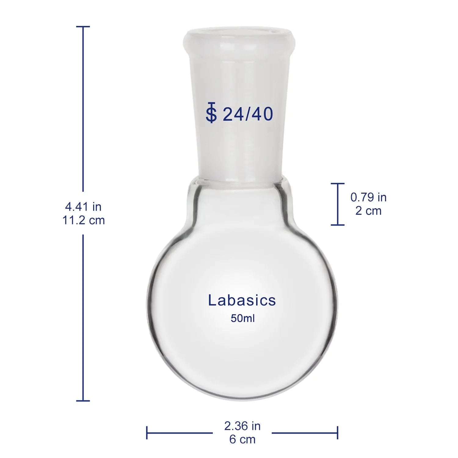 Glass Round Bottom Flask with 24/40 Standard Taper Outer Joint Labasics