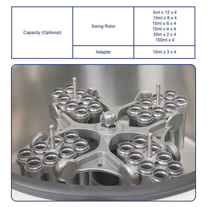 Low-Speed Digital Centrifuge, 5000 RPM Max Speed, 4000xg Max Centrifugal Force, Swing Rotor Labasics