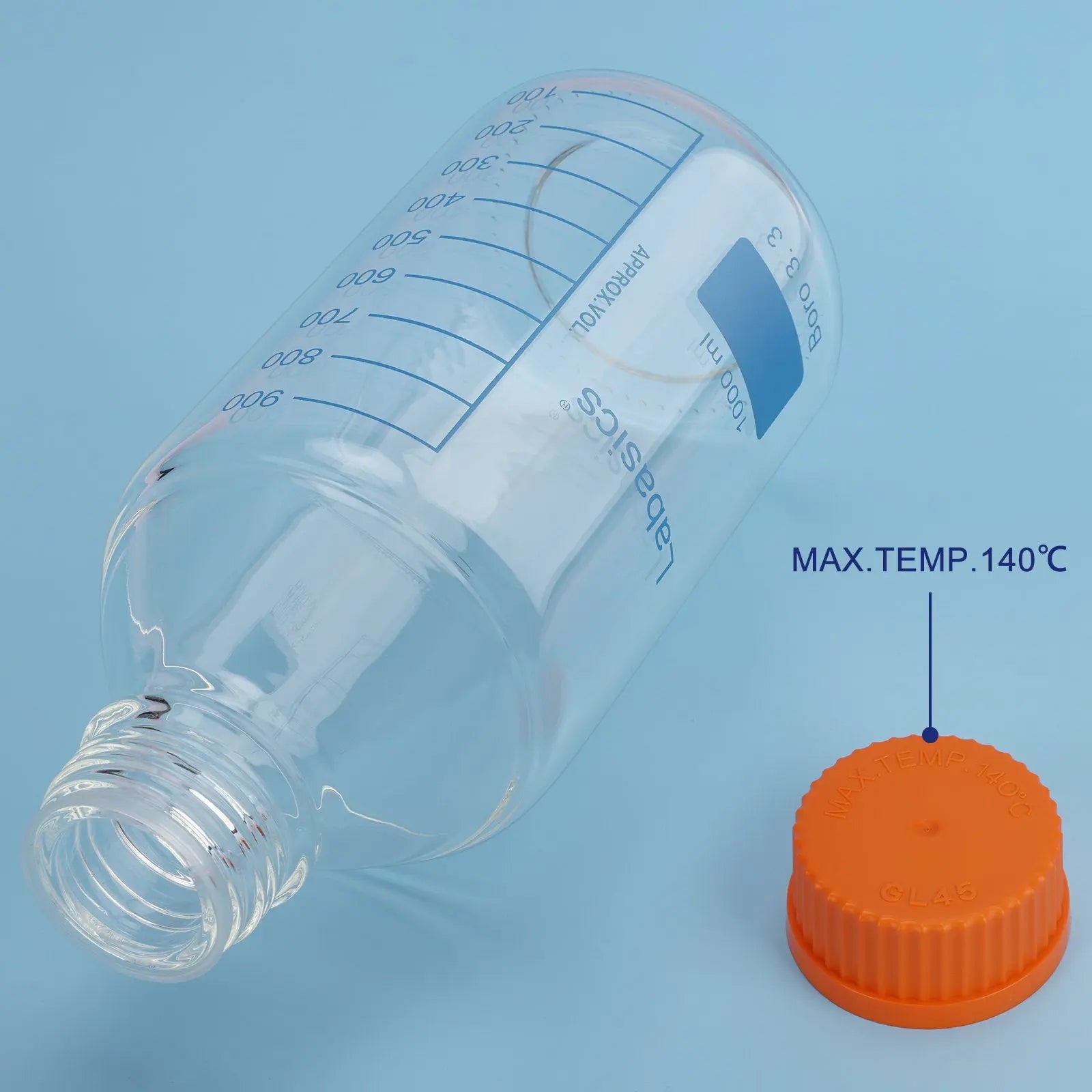 Transparent Media Storage Bottle, Borosilicate Glass, 250–2000 mL Labasics Shop