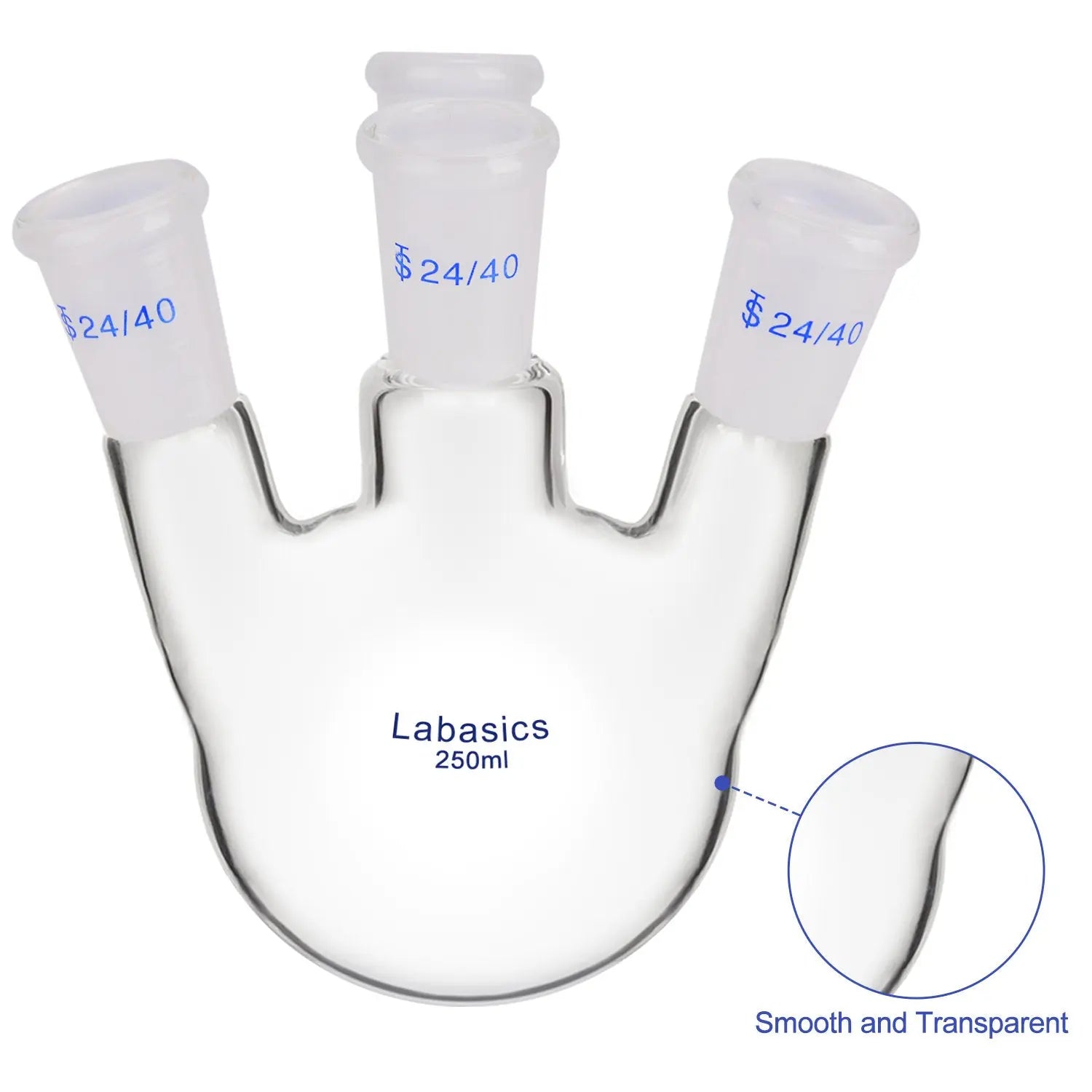 4 Neck Glass Round Bottom Boiling Flask, 24/40 Standard Taper Outer Joint, 250/500/1000 mL Labasics