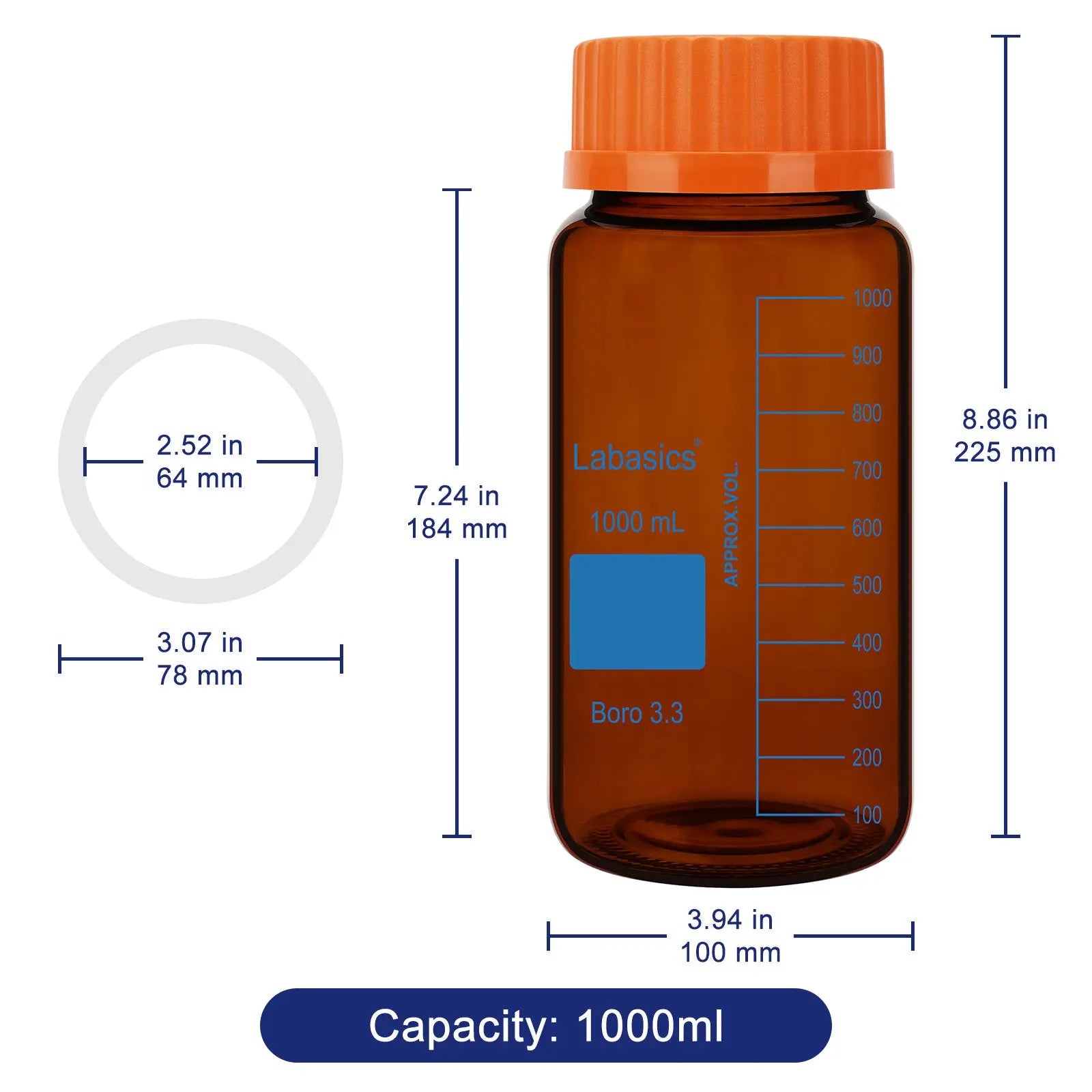 GL80 Orange Polypropylene Screw Cap with Integrated Silicone Gasket for Glass Storage Bottle
