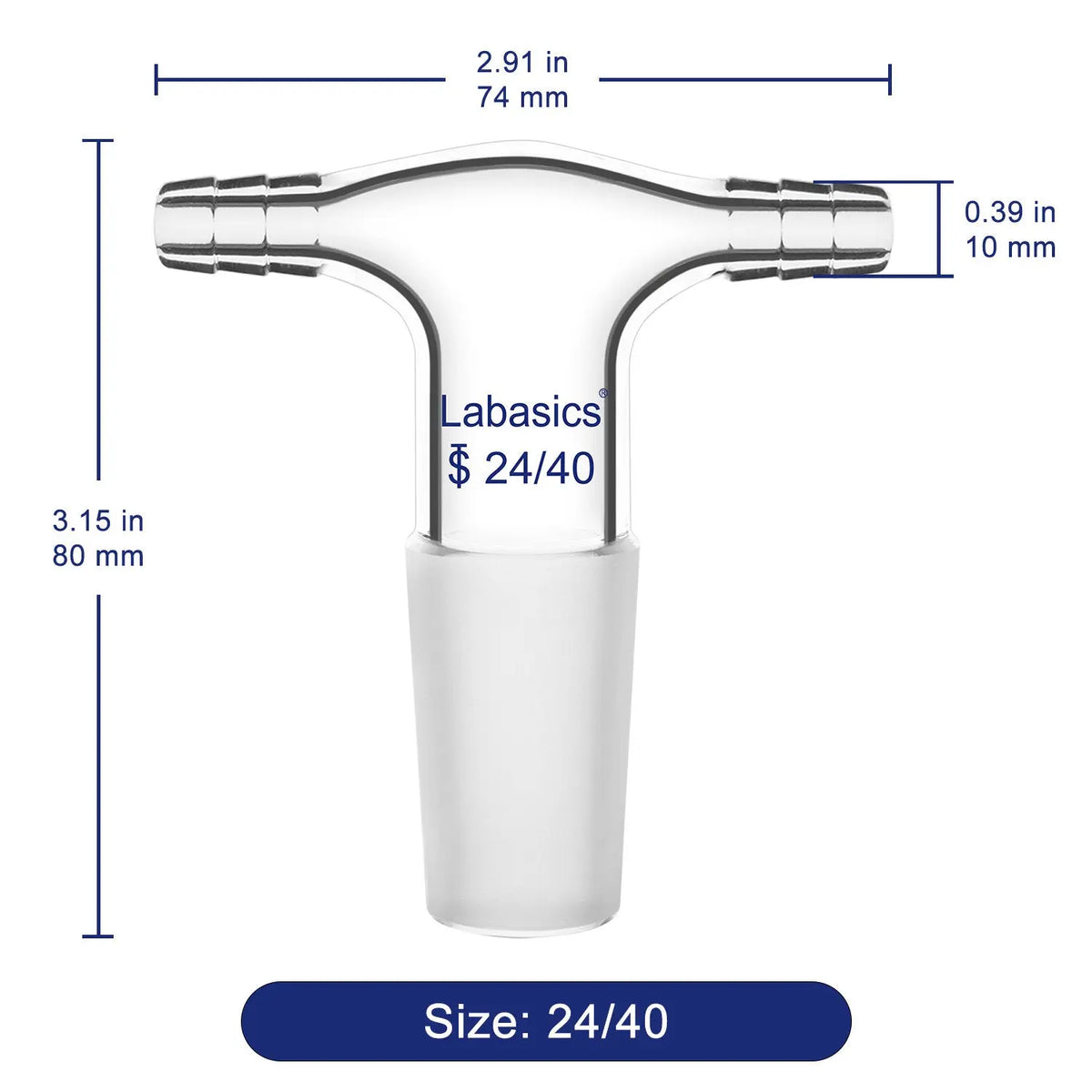 Glass T-Shape Vacuum/Inert Gas Adapter Labasics