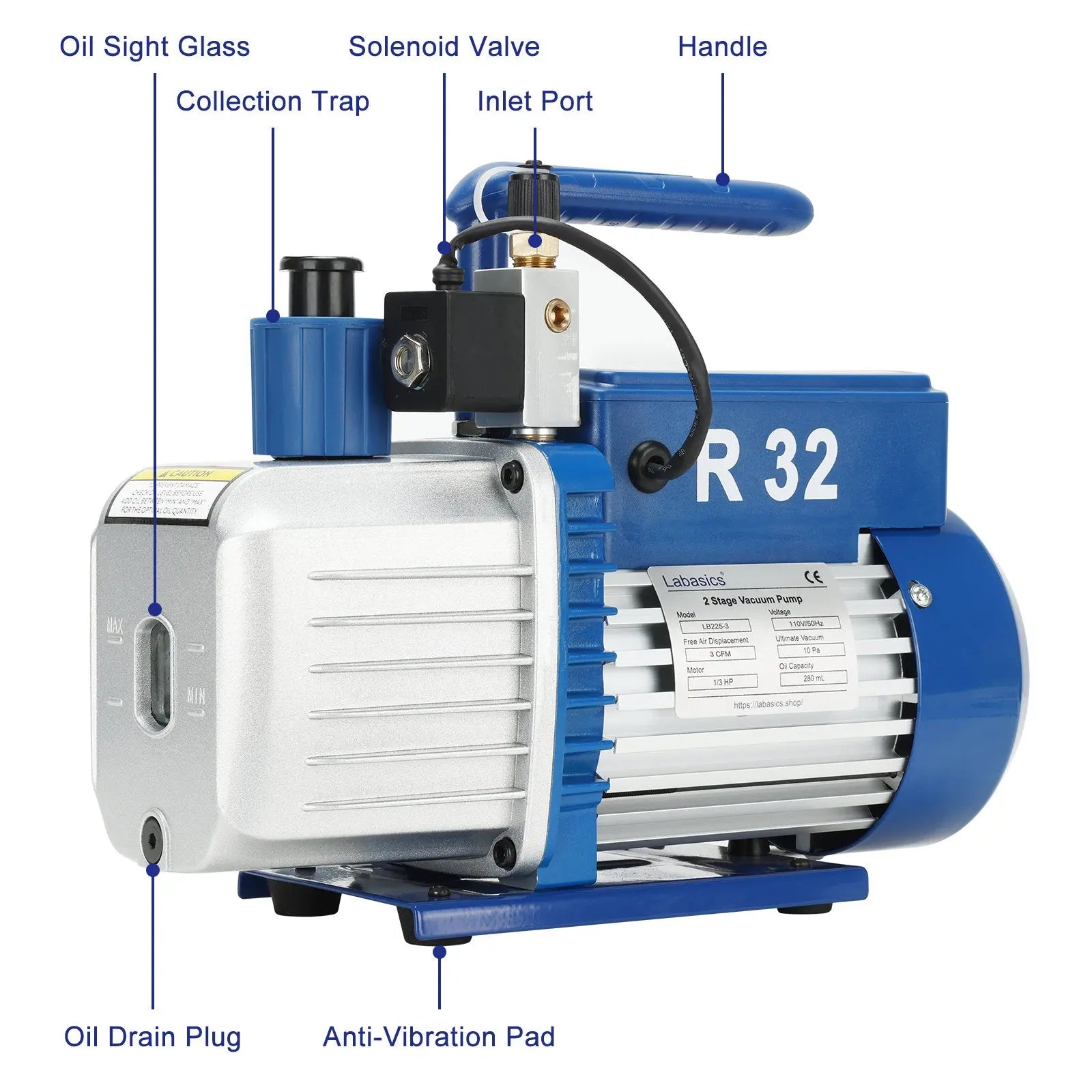 Two-Stage Vacuum Oil Pump, 70-198 L/min Labasics