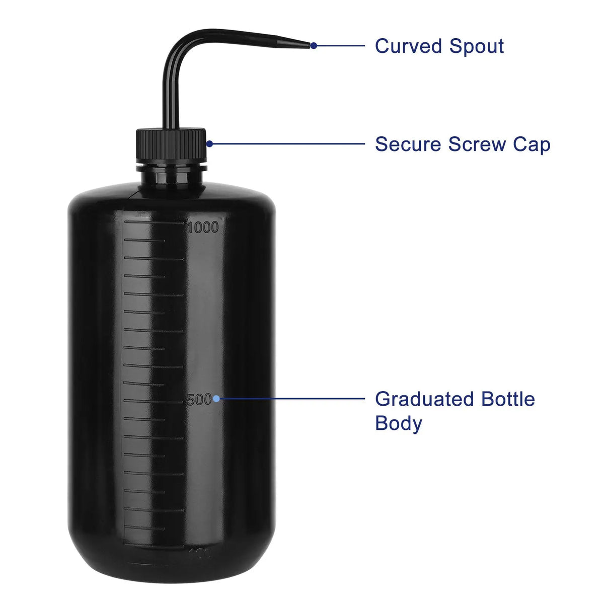 LDPE Wash Bottle, Black, 3 Pack, 250-500 ml Labasics