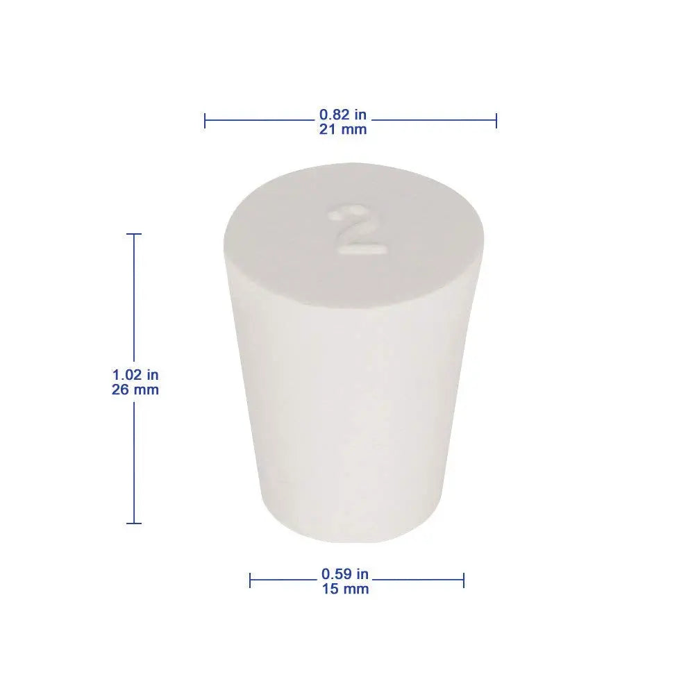 Solid Rubber Stoppers, White Tapered Lab Seal Rubber Stoppers