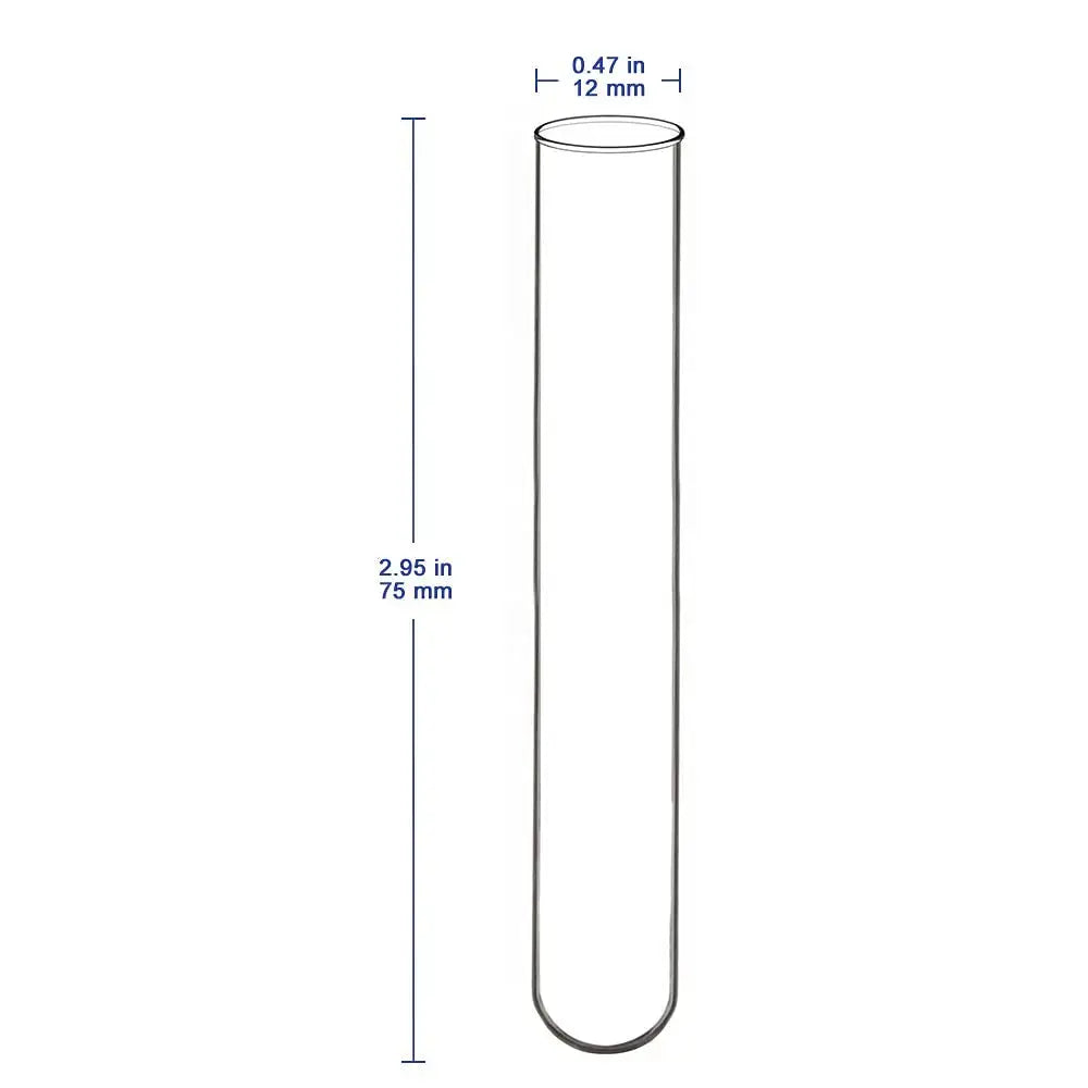 Glass Round Bottom Test Tubes, 12 mm OD X 75 mm Length Labasics