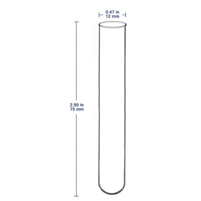 Glass Round Bottom Test Tubes, 12 mm OD X 75 mm Length Labasics