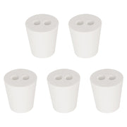 Dual-hole rubber stopper, 5 pack, 0.28 inch twin holes, flexible rubber sealing plug for laboratory glassware and tubing connections, non-food grade lab use