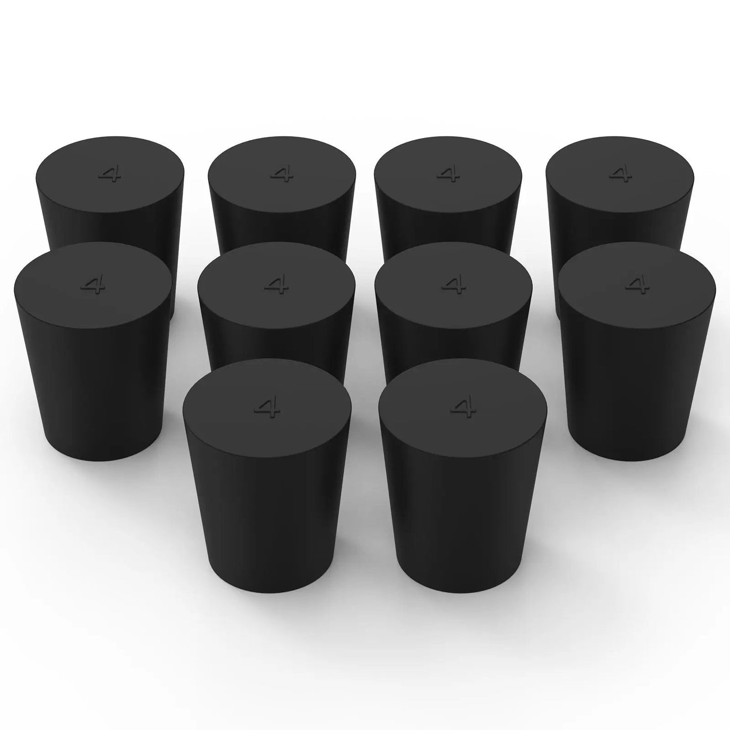 Rubber Stopper, Conical Solid, Black, 5/10 Pack Labasics