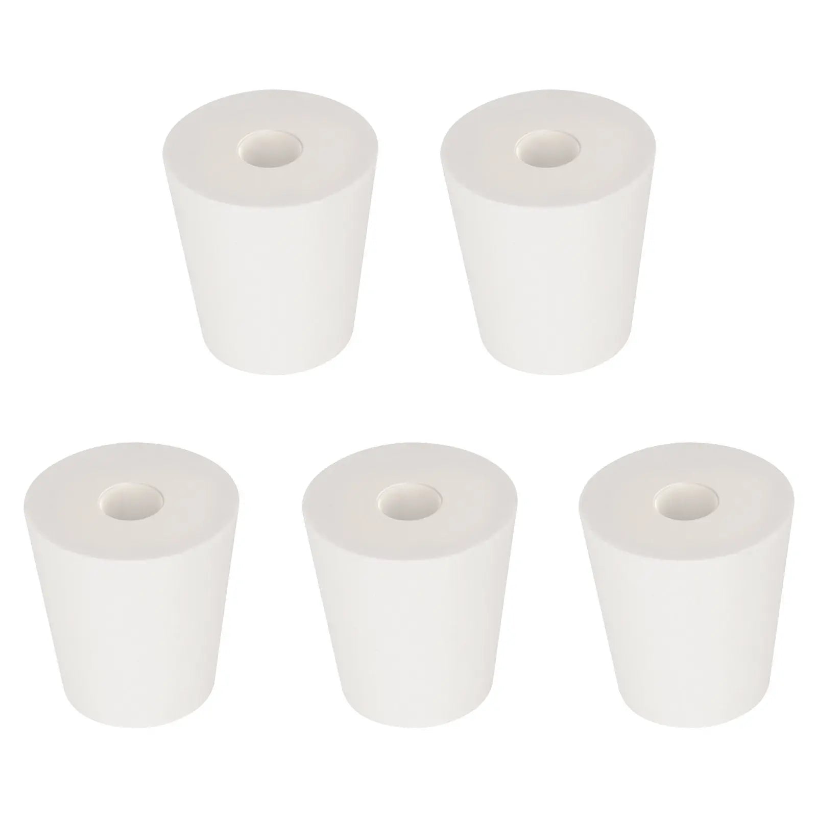 Single-Hole Rubber Stoppers, 5-Pack White Tapered Lab Seals Labasics