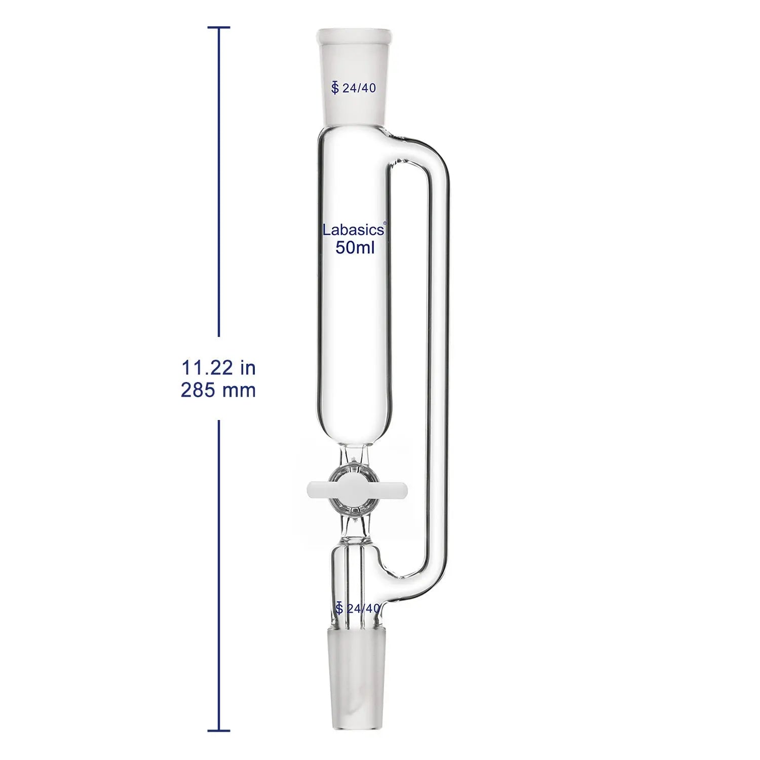 Pressure Equalizing Addition Funnel, Borosilicate Glass Dropping Funnel 24/40 Joint Labasics