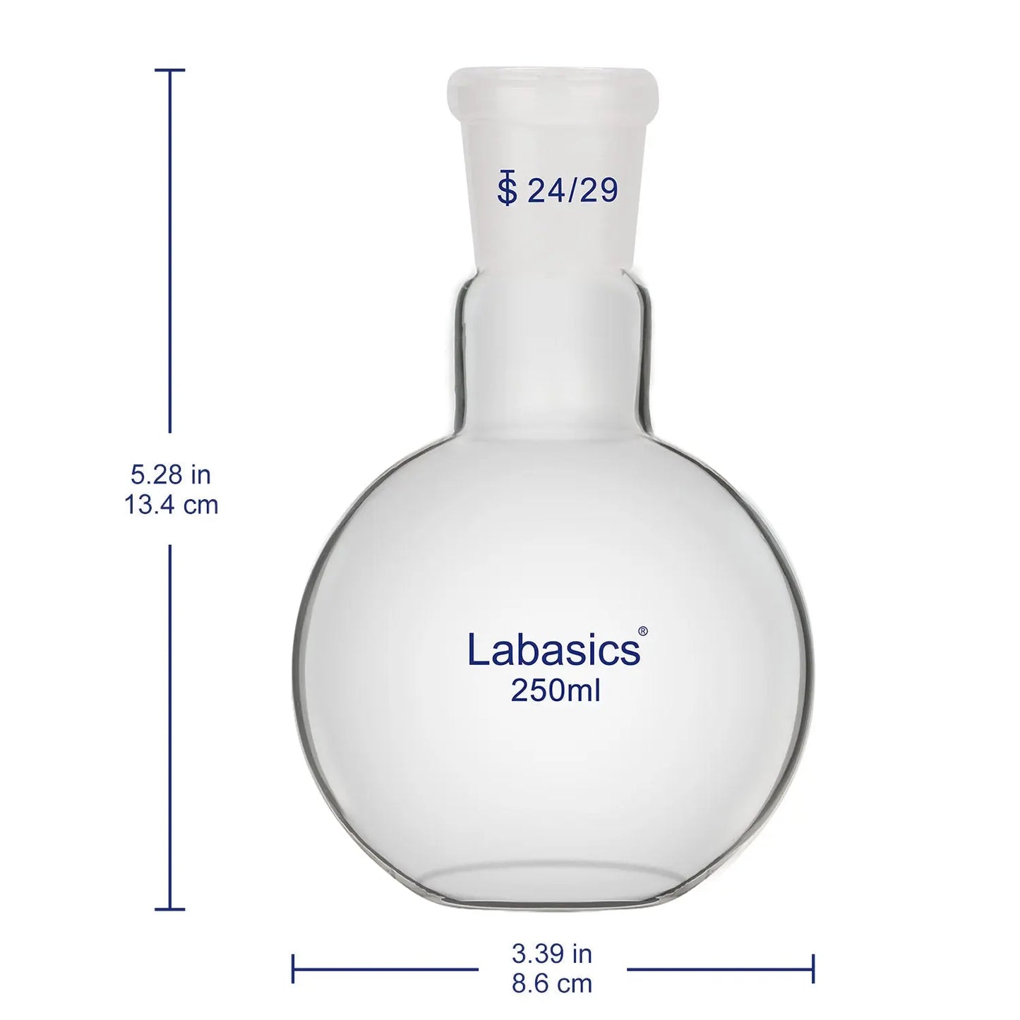 Single Neck Glass Flat Bottom Boiling Flask, 24/29 Standard Joint Labasics