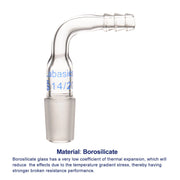 Borosilicate glass bent inlet adapter with male joint 14/20 19/22 24/40 and hose barb