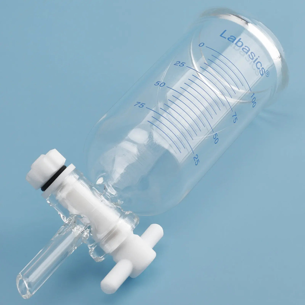Wide mouth of a graduated dropping funnel for convenient liquid addition