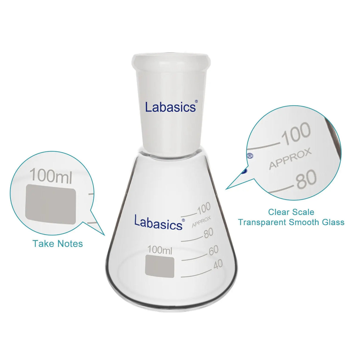 Glass Erlenmeyer Flask, 24/40 Standard Taper Outer Joint, 100/500/1000 mL Labasics