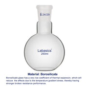 Single Neck Glass Flat Bottom Boiling Flask, 24/29 Standard Joint Labasics