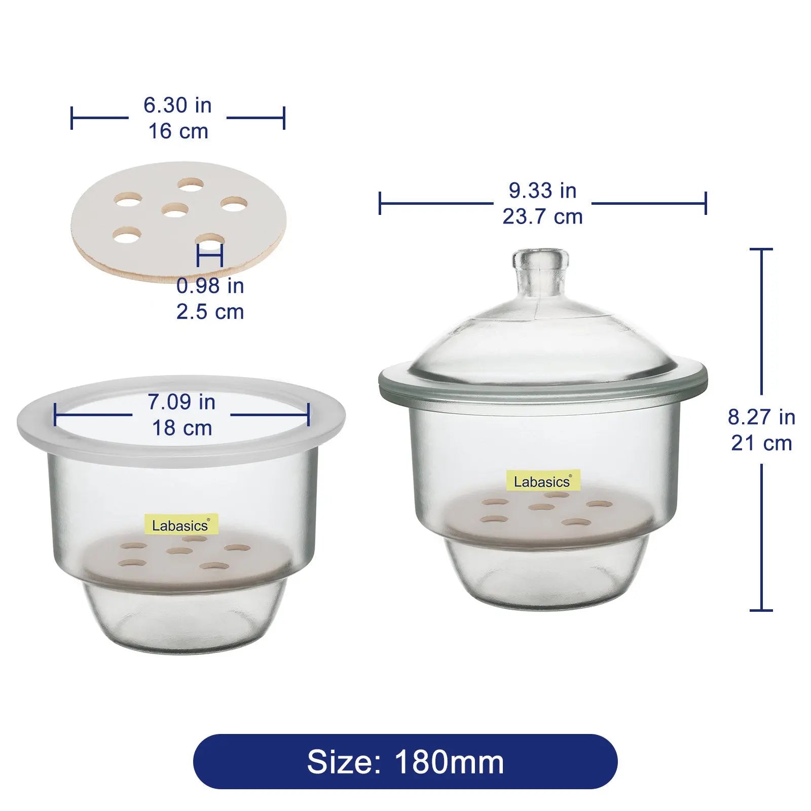 Glass Desiccator, 180-300 mm Inner Diameter Labasics