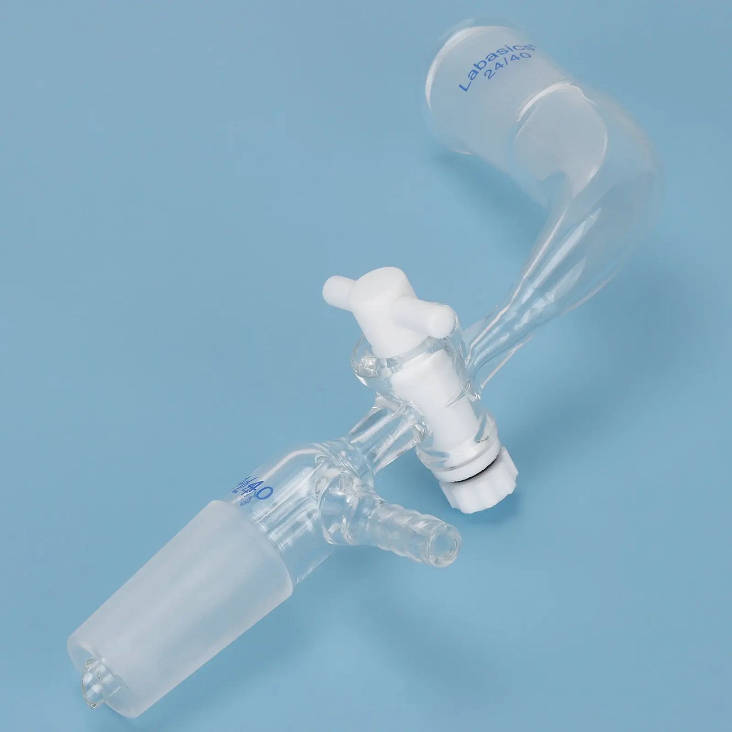 Glass Vacuum Take Off Adapter with PTFE Stopcock, 24/40 Joints, 105 Degree Bent Labasics Shop