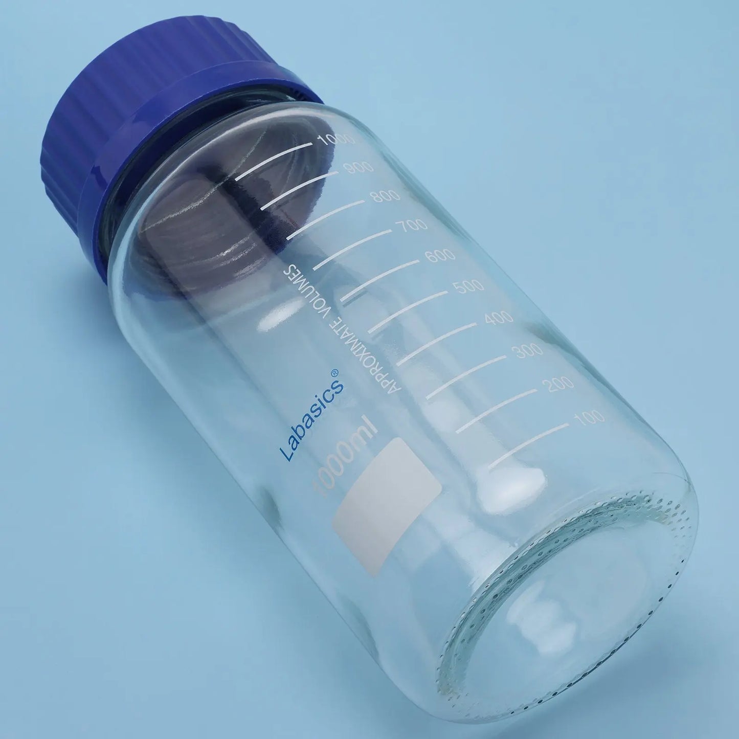Transparent Media Storage Bottles with GL80 Blue Screw Cap, Soda-Lime Glass, 250-1000 mL Labasics