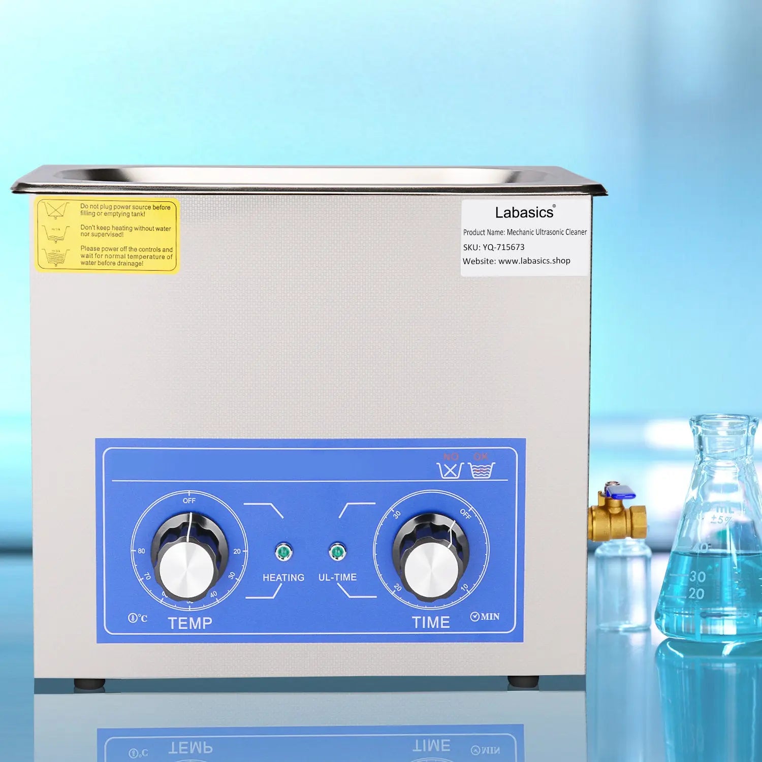 Ultrasonic Cleaner, Mechanic Control Panel of Heating and Timer, 3.2-10L Labasics
