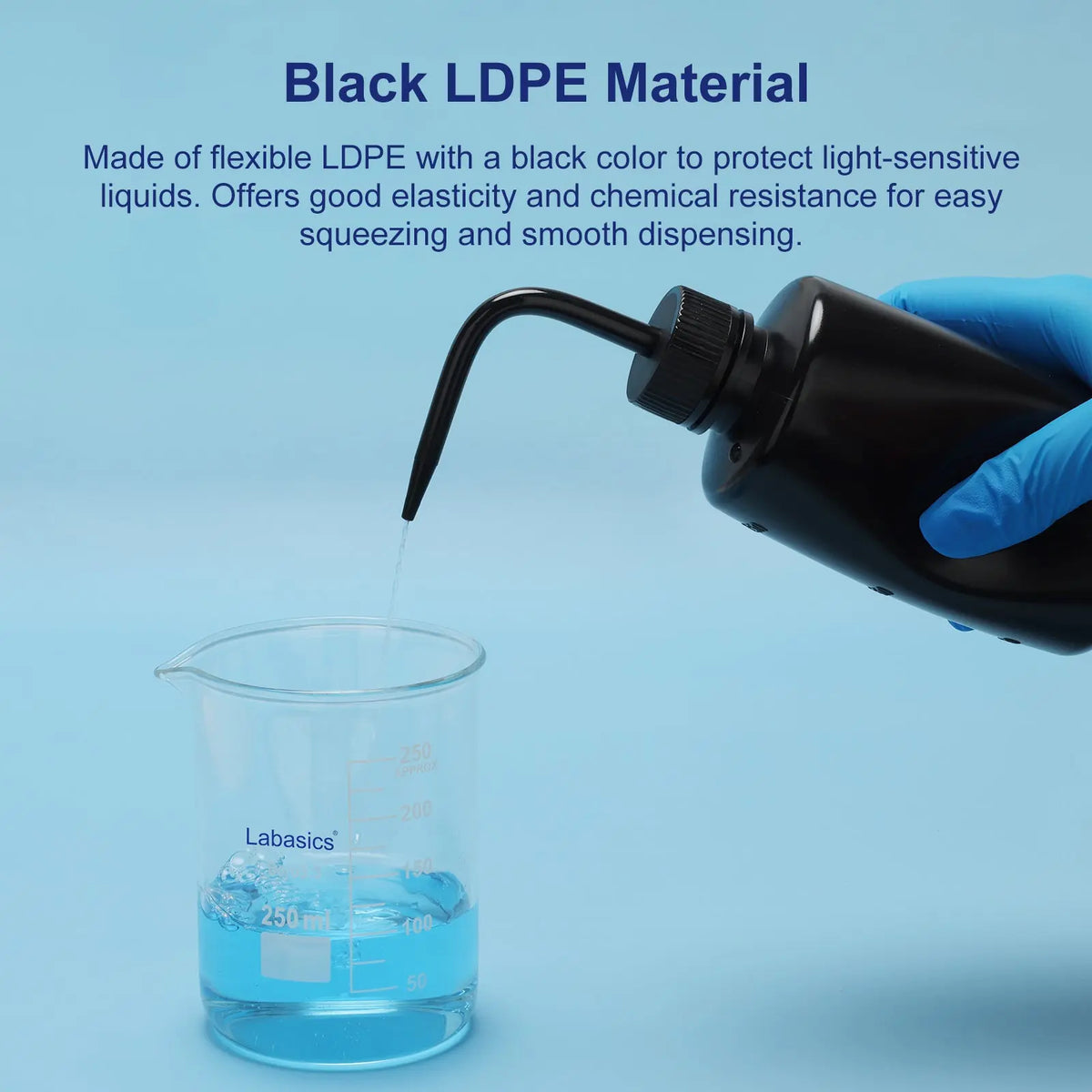 LDPE Wash Bottle, Black, 3 Pack, 250-500 ml Labasics