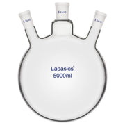3 neck round bottom flask, 5000 mL (5 L), borosilicate glass, multi-neck structure, suitable for large-scale distillation and synthesis