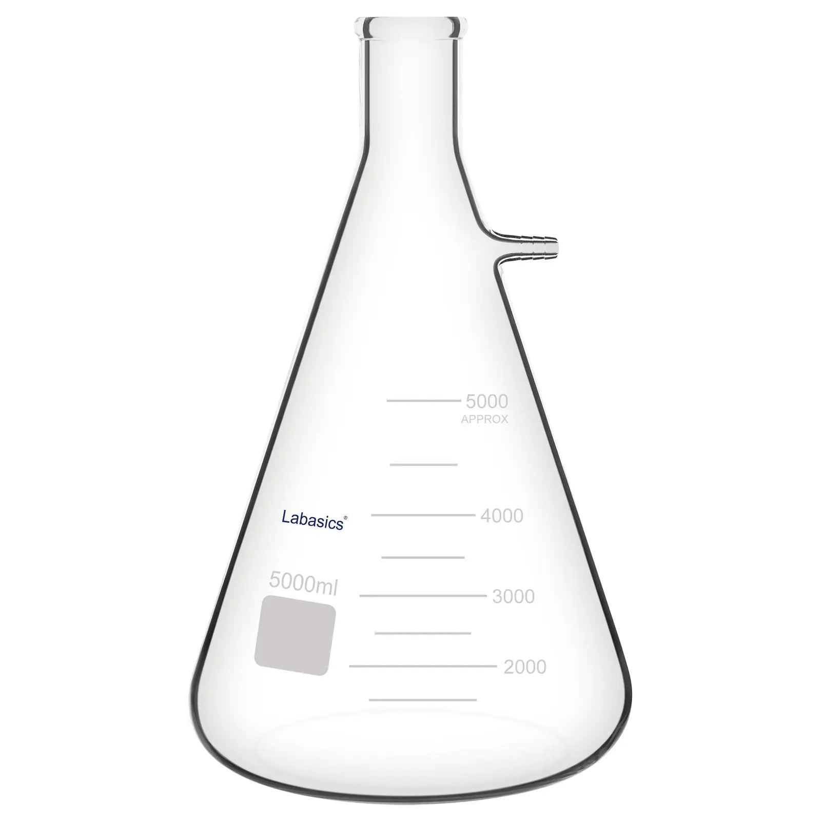 Filtering flask, 5000 mL (5 L), narrow mouth, borosilicate glass, extra large capacity for vacuum filtration and liquid handling