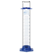 500 mL glass graduated cylinder with 5 mL graduations and wide hexagonal base designed for large volume laboratory measurement