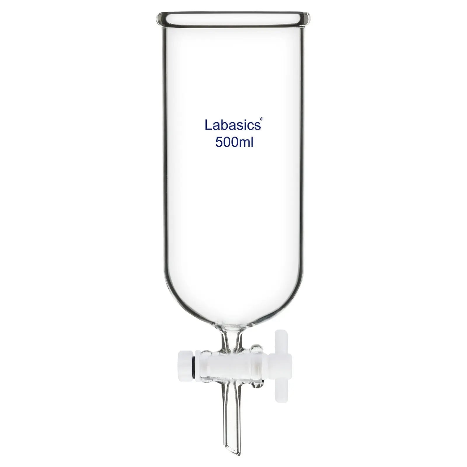 Dropping funnel with PTFE stopcock, 500 mL, borosilicate glass, chemical-resistant funnel for laboratory separation and reagent addition