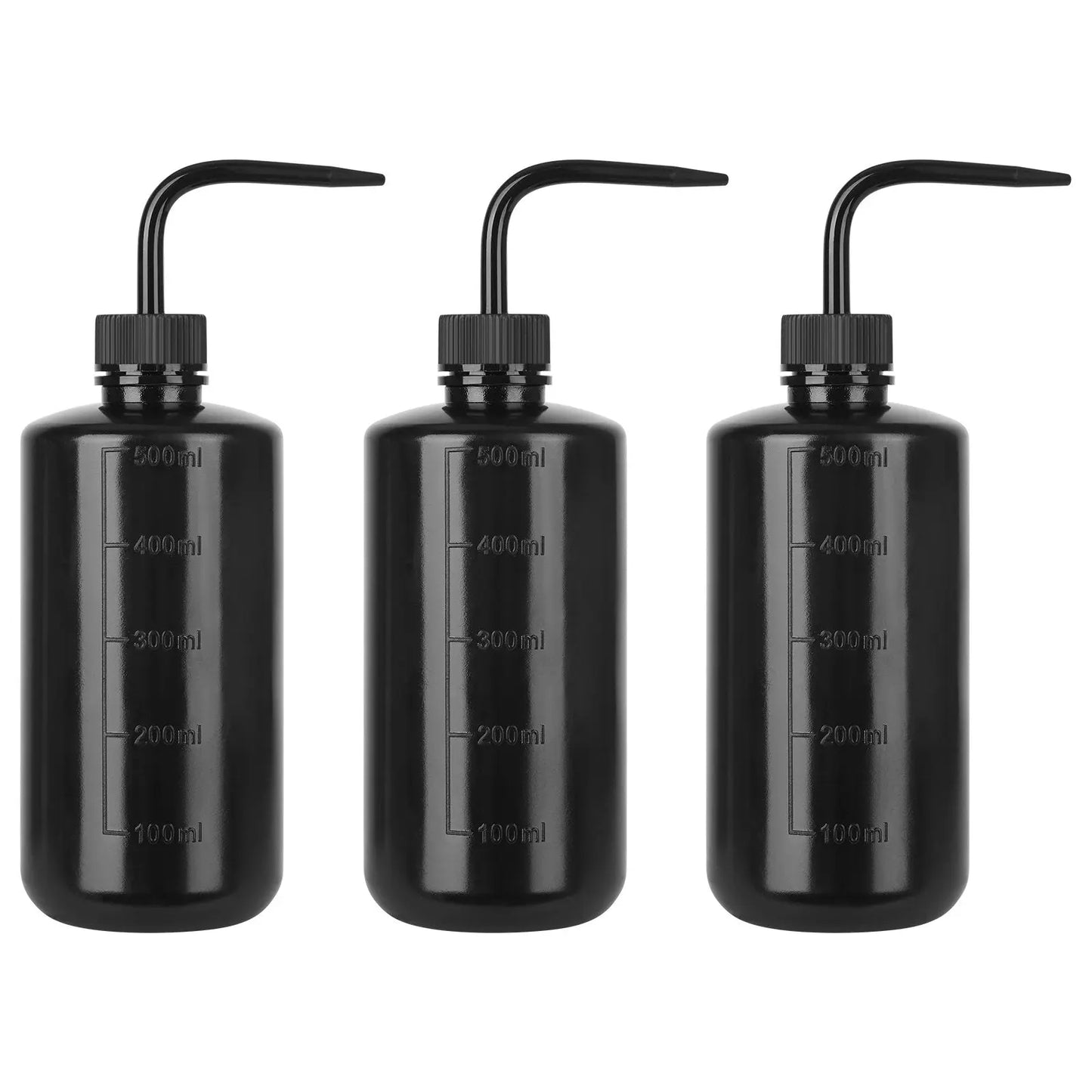 Plastic Wash Bottle, Black, 3 Pack, 250-500 mL Labasics