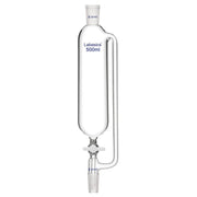 500ml borosilicate glass lab addition funnel with PTFE stopcock and 24/40 joints, suitable for high-volume precise liquid dispensing