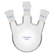 500 ml 4-neck angled round bottom flask, high-quality borosilicate glass, 24/40 joints, smooth bubble-free surface, lab-scale chemical reactions