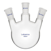 3 neck round bottom flask, 500 mL, borosilicate glass, 24/40 joints, suitable for distillation and multi-connection laboratory systems