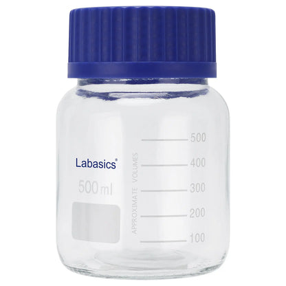 500 mL GL80 wide-mouth glass bottle with screw cap used for medium-volume laboratory reagent storage and transfer