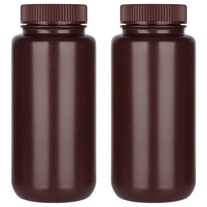 HDPE wide mouth amber reagent bottle, 500 mL, with screw cap