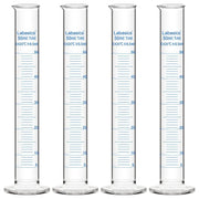Graduated cylinder, 50 mL capacity, borosilicate glass, clear measurement markings, for precise liquid volume reading; 4-pack