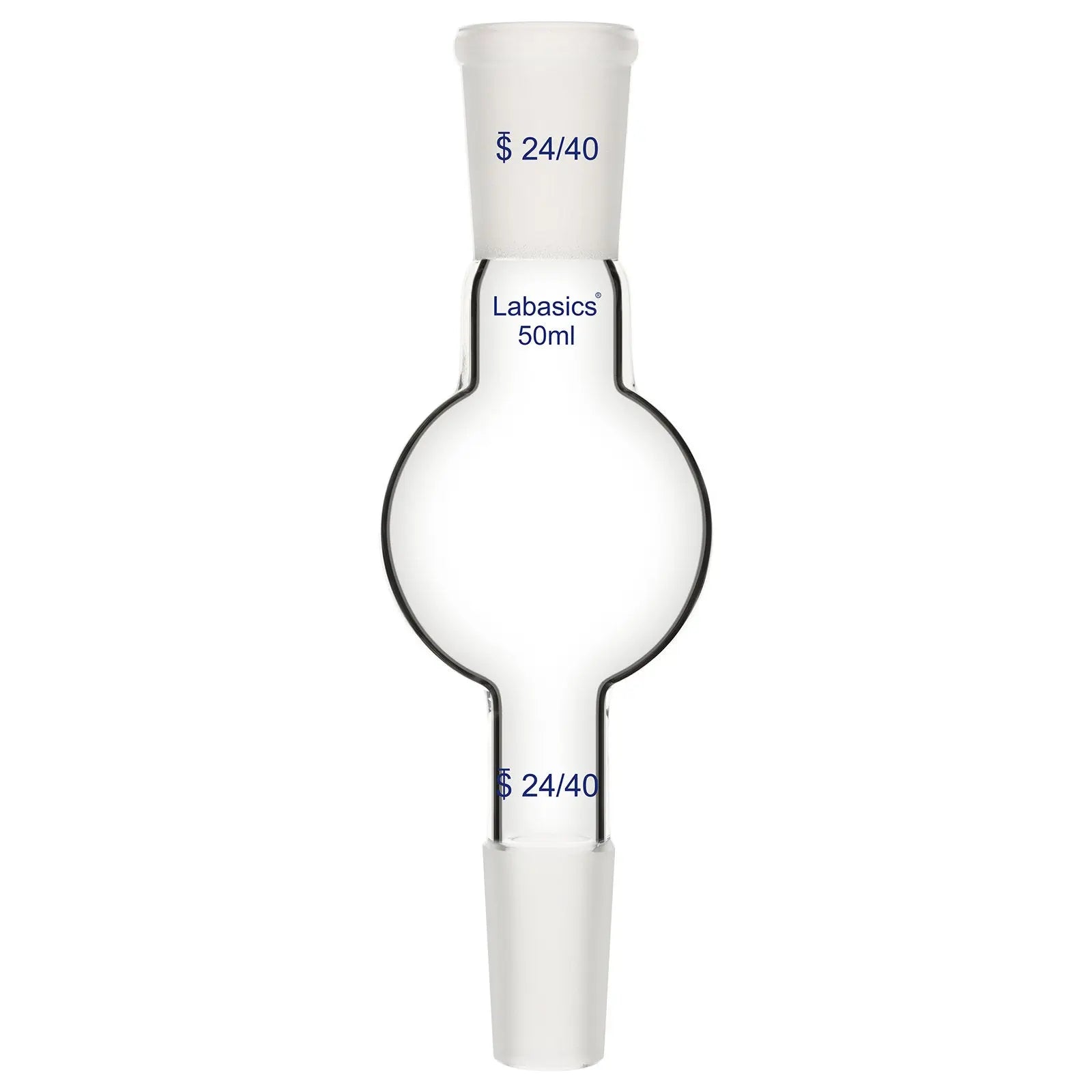 Chromatography reservoir, 50 mL, borosilicate glass, 24/40 joint, clear design, chemical-resistant, suitable for lab column chromatography