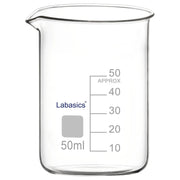 Borosilicate glass beaker with pouring spout, 50 ml, for lab heating and liquid handling
