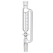 50ml borosilicate glass graduated pressure equalizing addition funnel with PTFE stopcock and volume markings for precise lab titration