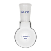 1 neck round bottom flask, 50 mL, 24/40 joint, borosilicate glass, compact size for heating and small-scale lab reactions