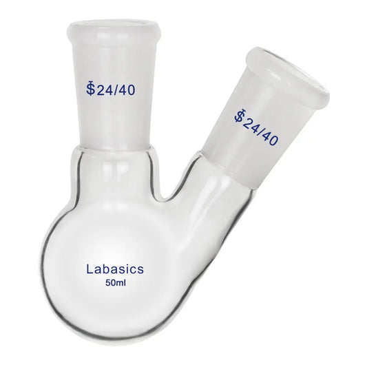 2 Neck Round Bottom Flask, 24/40 Center and Side Standard Taper Outer Joint, 50-2000 mL Labasics