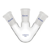 3 neck round bottom flask, 50 mL, 24/40 joints, borosilicate glass, compact multi-neck design for small-scale laboratory reactions