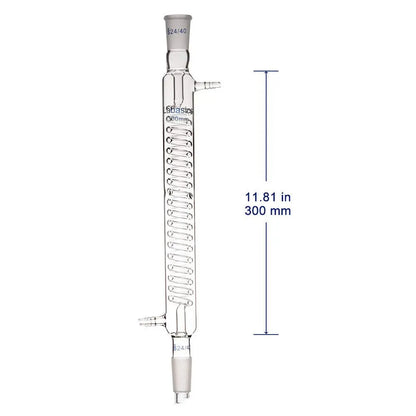 Glass Graham Condenser with 24/40 Joint Jacket Length Lab Glass Condenser