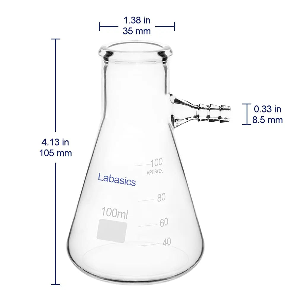 Borosilicate Glass Heavy Wall Filtering Flask, Bolt Neck with Tubulation
