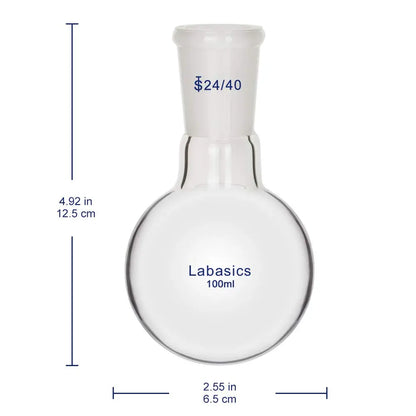 Glass One Neck Round Bottom Flask RBF with 24/40 Standard Taper Outer Joint
