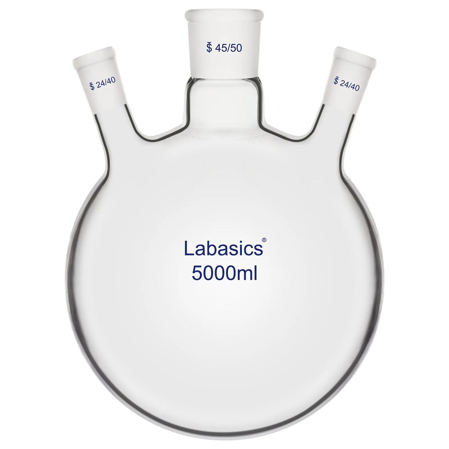 20000 ml large capacity 3 neck round bottom glass flask for industrial distillation and reflux.