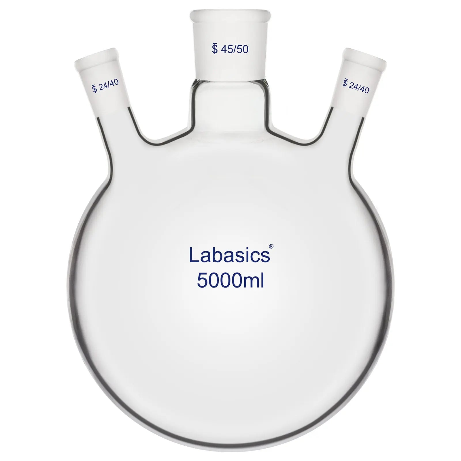 20000 ml large capacity 3 neck round bottom glass flask for industrial distillation and reflux.