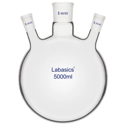 20000 ml large capacity 3 neck round bottom glass flask for industrial distillation and reflux.