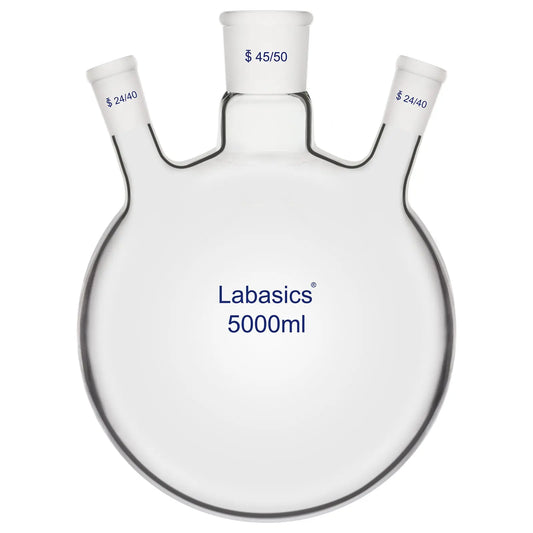 20000 ml large capacity 3 neck round bottom glass flask for industrial distillation and reflux.